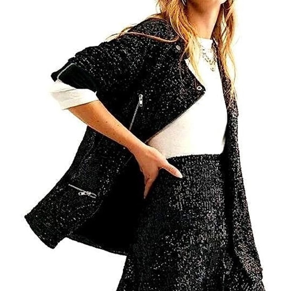 FP Midnight Moro Sequin Zip Blazer. Worn once!